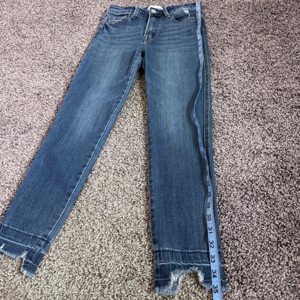 Vervet High Rise Skinny Ankle Jeans Women's 26 Denim Fray Raw Hem Distressed - Picture 7 of 9